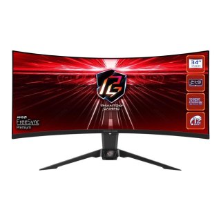 ASRock Monitor ASRock 34" Curved Phantom Gaming Monitor PG34WQ15R2B 2xHDMI DP WiFi głośniki 2x2W