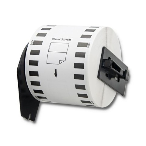 Qoltec Taśma Qoltec do BROTHER DK-22205 | 62mm x 30,48m | Biała/ Czarny nadruk | Rolka z uchwytem