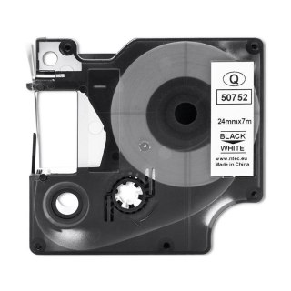Qoltec Taśma Qoltec do DYMO D1 53713, 53718 | 24mm x 7m | Biała / Czarny nadruk