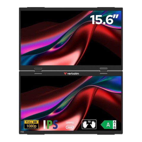 Verbatim Monitor przenośny Verbatim Dual Monitor Essentials 15,6" IPS FHD Mini HDMI 2xUSB-C głośniki