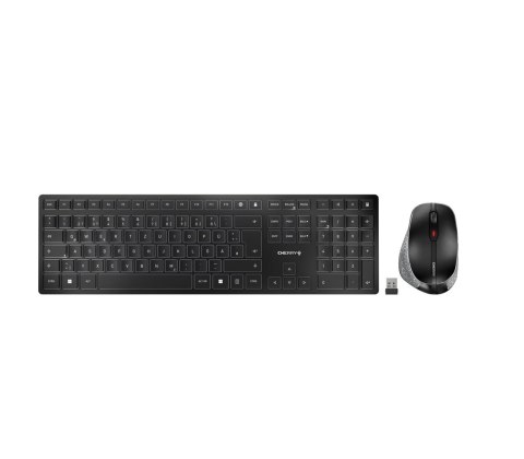 Cherry CHERRY DW 9500 SLIM klawiatura Dołączona myszka Uniwersalne RF Wireless + Bluetooth QWERTZ Niemiecki Czarny, Szary