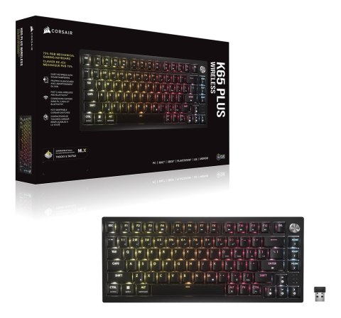 Corsair Bezprzewodowa klawiatura do gier TKL Corsair K65 Plus, TKL (75%), Corsair MLX Fusion -, ISO (DE)