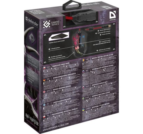 Defender DEFENDER MYSZ PRZEWODOWA GAMINGOWA SIN'SISTER GM-933 OPTIC 7200 DPI 6P 52933