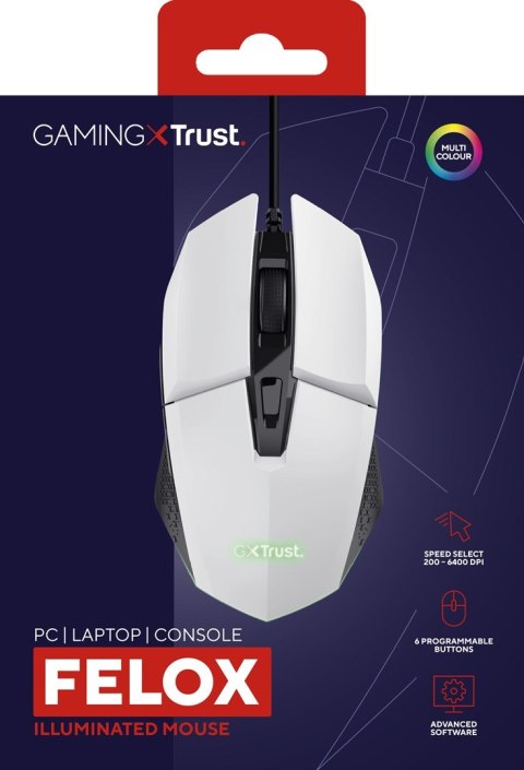 Trust Mysz gamingowa TRUST GXT109P Felox Biała