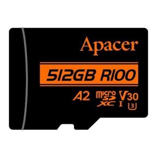 Apacer Karta pamięci microSDXC Apacer R100 512GB (100/80 MB/s) Class 10 UHS-I U3 V30 A2 + Adapter