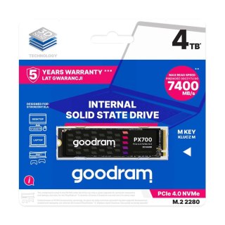 Goodram Dysk SSD GOODRAM PX700 4TB PCIe NVMe M.2 2280 (7400/6500 MB/s) RETAIL