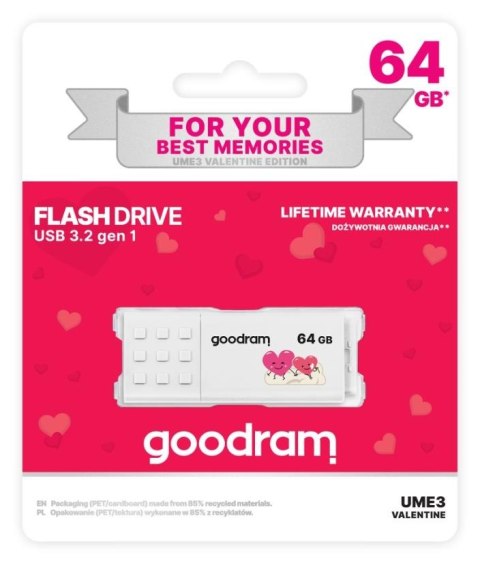 Goodram Pendrive GOODRAM VALENTINE UME3 64GB USB 3.2 Gen 1