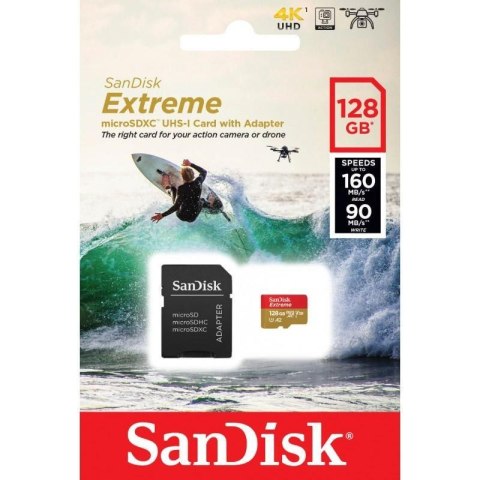 Sandisk Karta pamięci MicroSDXC SanDisk EXTREME 128GB 160/90 MB/s A2 C10 V30 UHS-I U3 ActionCam