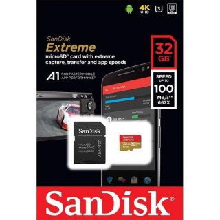 Sandisk Karta pamięci MicroSDHC SanDisk Extreme 32GB 100/60 MB/s A1 Class 10 V30 UHS-I U3