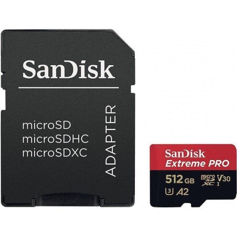 Sandisk Karta pamięci microSDXC SanDisk EXTREME PRO 512GB 170/90 MB/s A2 C10 V30 UHS-I U3 + adapter