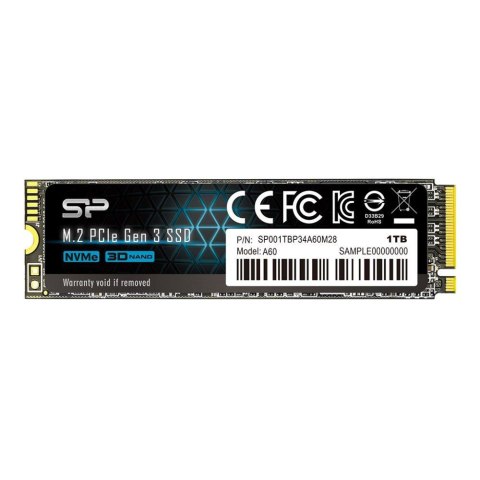 Silicon Power Dysk SSD Silicon Power A60 1TB M.2 PCIe Gen3x4 NVMe (2200/1600 MB/s) 2280 BULK