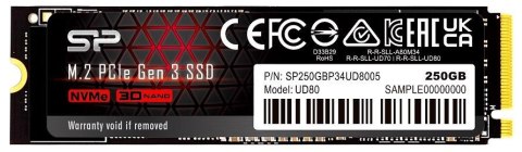 Silicon Power Dysk SSD Silicon Power UD80 250GB M.2 2280 PCIe Gen3x4 NVMe (3400/1800 MB/s)