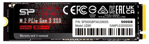 Silicon Power Dysk SSD Silicon Power UD80 500GB M.2 PCIe Gen3x4 NVMe (3400/2300 MB/s)