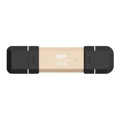 Silicon Power Dysk zewnętrzny SSD Silicon Power DS72 250GB USB-A USB-C (1050/850 MB/s) złoty