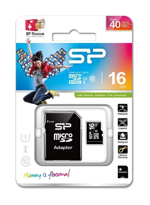 Silicon Power Karta pamięci MicroSDHC Silicon Power 16GB Class 10 + adapter