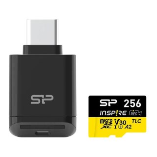 Silicon Power Karta pamięci Silicon Power microSDXC Inspire 256GB UHS-I U3 A2 V30 4K DDR200 170/150 MB/s TLC + czytnik C200