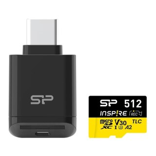 Silicon Power Karta pamięci Silicon Power microSDXC Inspire 512GB UHS-I U3 A2 V30 4K DDR200 170/150 MB/s TLC + czytnik C200