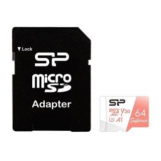Silicon Power Karta pamięci Silicon Power microSDXC Superior 64GB V30 UHS-1 U3 A1 + ADAPTER