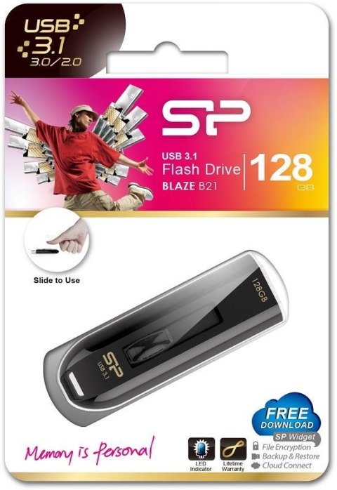 Silicon Power Pendrive Silicon Power Blaze B21 128GB USB 3.0 / USB 3.1 Black