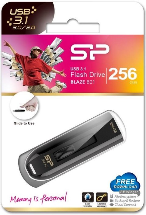 Silicon Power Pendrive Silicon Power Blaze B21 256GB USB 3.0 / USB 3.1 Black