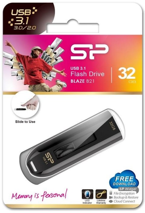 Silicon Power Pendrive Silicon Power Blaze B21 32GB USB 3.0 / USB 3.1 Black