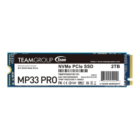 Team Group Dysk SSD Team Group MP33 PRO 2TB M.2 2280 PCIe NVMe Gen3 x4 (3500/3000 MB/s)