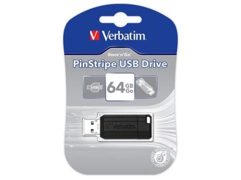 Verbatim Pendrive Verbatim 64GB PinStripe USB 2.0