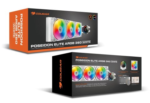 COUGAR Chłodzenie cieczą COUGAR DISS A LIQUIDO COUGAR 3MPSD360W POSEIDON ELITE ARGB 360 BIAŁY 392x121x27mm SKT 115x-1200-1700-1366-AM5-