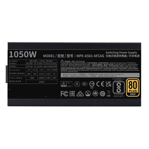 Cooler Master Zasilacz Cooler Master MWE Gold 1050 V2 ATX 3.1 1050W 24-pin (519279) Czarny