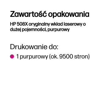 Hewlett-Packard HP 508X oryginalny wkład laserowy o dużej pojemności, purpurowy