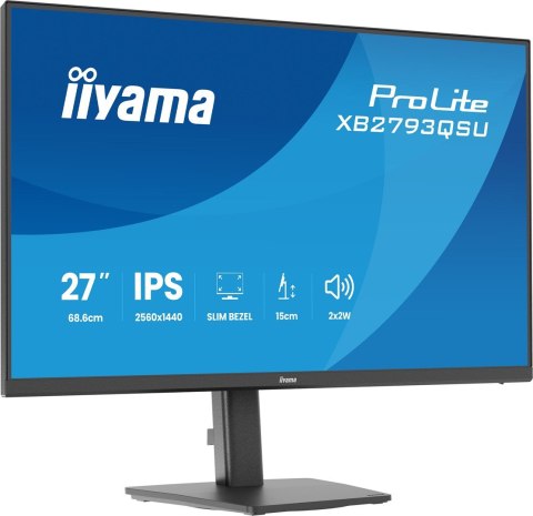 IIYAMA Iiyama ProLite XB2793QSU-B1 monitor komputerowy 68,6 cm (27") 2560 x 1440 px Quad HD LED Czarny