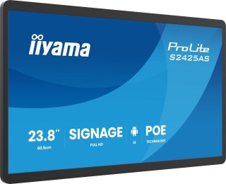 IIYAMA Iiyama ProLite S2425AS-B1P Płaski panel Digital Signage 60,5 cm (23.8") LCD Wi-Fi 500 cd/m2 Full HD Czarny Procesor wbudowany An