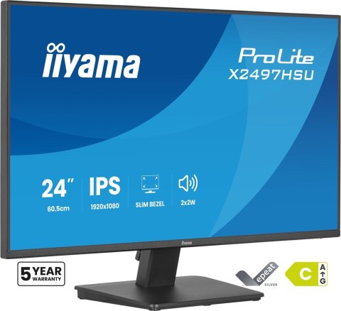 IIYAMA Iiyama ProLite X2497HSU-B1 monitor komputerowy 60,5 cm (23.8") 1920 x 1080 px Full HD LED Czarny
