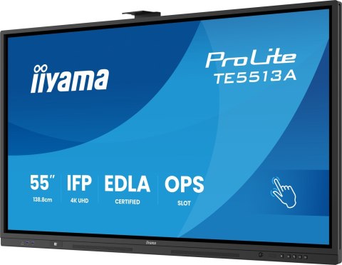 IIYAMA Iiyama TE5513A-B2AG signage display Interaktywny płaski panel 138,7 cm (54.6") Wi-Fi 500 cd/m2 4K Ultra HD Czarny Ekran dotykowy
