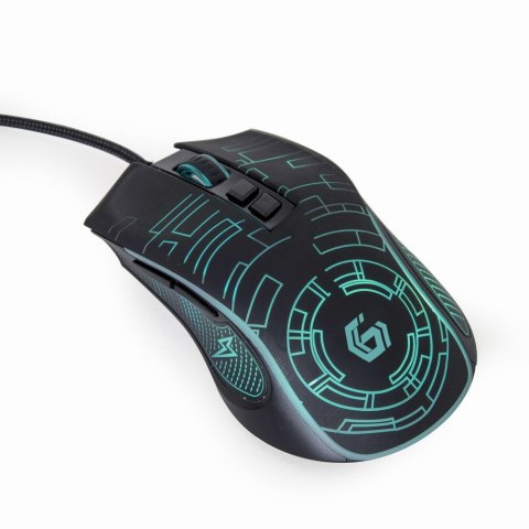 GEMBIRD GEMBIRD GAMINGOWA MYSZ Z PODŚWIETLENIEM RGB USB, CZARNA