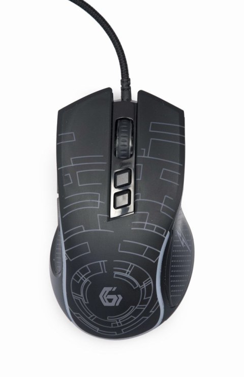 GEMBIRD GEMBIRD GAMINGOWA MYSZ Z PODŚWIETLENIEM RGB USB, CZARNA