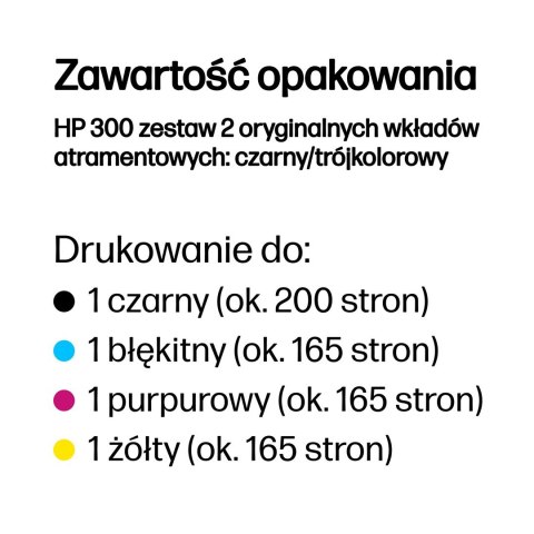 Hewlett-Packard HP 300 zestaw 2 oryginalnych wkładów atramentowych: czarny/trójkolorowy