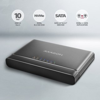 AXAGON Axagon ADSA-CC USB-C 10Gbps - NVMe M.2 SSD & SATA 2.5/3.5 SSD/HDD CLONE MASTER 2 - Digital/Daten - NVMe USB 3.2 Gen 2 (3.1 Gen 2