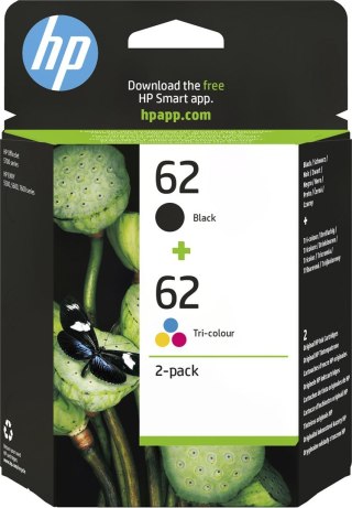 Hewlett-Packard Tusz HP zestaw HP 62, HP62=N9J71AE, zawiera czarny i kolor, C2P204A+C2P206AE