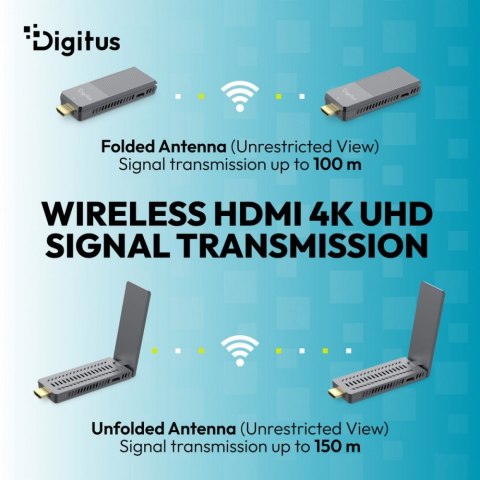 Digitus Przedłużacz / Extender HDMI bezprzewodowy do 100/150m | UHD 4K@60Hz | Audio (Zestaw)