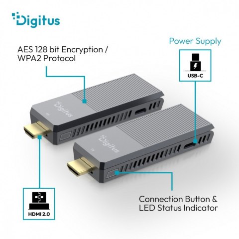 Digitus Przedłużacz / Extender HDMI bezprzewodowy do 100/150m | UHD 4K@60Hz | Audio (Zestaw)