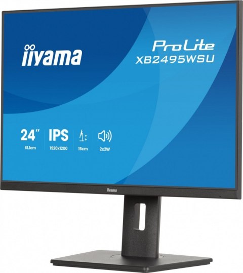 IIYAMA Monitor 24 cale XB2495WSU-B1 IPS,16:10,350cd,4ms,HDMI, 100Hz,1500:1, 4xUSB,2x2W,HAS150 (PIVOT)