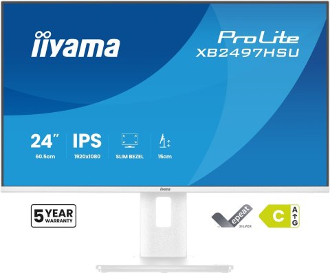 IIYAMA Iiyama ProLite XB2497HSU-W1 monitor komputerowy 60,5 cm (23.8") 1920 x 1080 px Full HD LED Biały