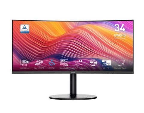 MSI Monitor 34 cale Modern MD342CQP LED/UWQHD/Curved/120Hz/czarny