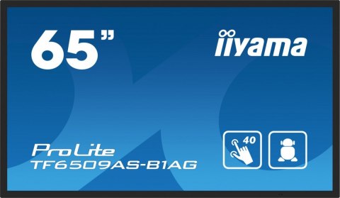 IIYAMA Monitor 65 cali TF6539AS-B1AG,IPS,4K,HDMIx2,DP,RJ45,3xUSB,2x10W, ANDROID,24/7,IP65