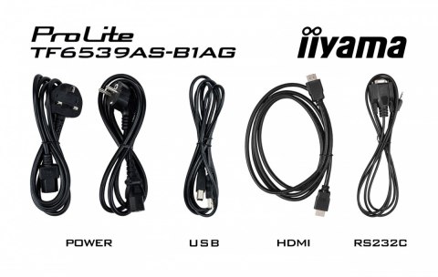 IIYAMA Monitor 65 cali TF6539AS-B1AG,IPS,4K,HDMIx2,DP,RJ45,3xUSB,2x10W, ANDROID,24/7,IP65