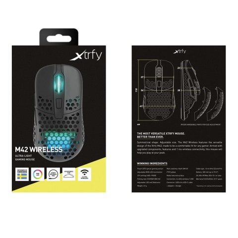 Cherry CHERRY XTRFY M42 RGB myszka Gaming Oburęczny RF Wireless + USB Type-C Optyczny 19000 DPI