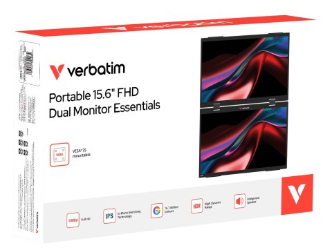 Verbatim Verbatim Portable 15.6" FHD Dual Monitor Essentials Przenośny monitor Czarny 39,6 cm (15.6") LCD 1920 x 1080 px