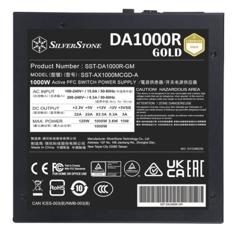 SilverStone Silverstone DA1000R Gold moduł zasilaczy 1000 W 20+4 pin ATX ATX Czarny