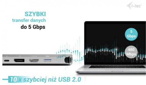 I-tec Stacja dokująca USB-C Meatl Nano 3x Display DP HDMI Power Delivery 100 W